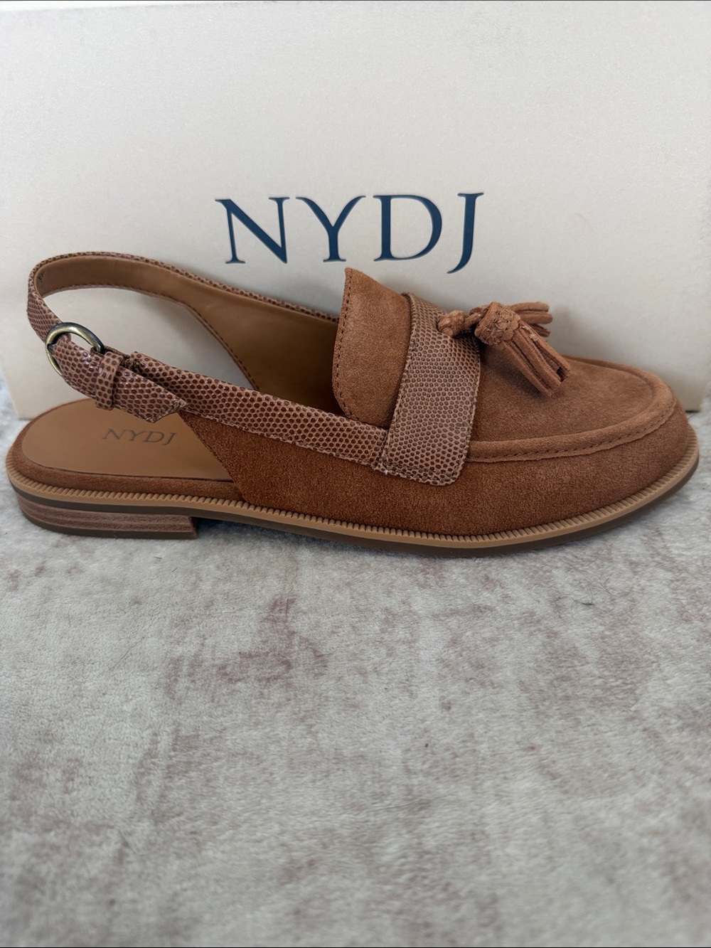NYDJ Women’s Audrina Brown Suede Tassel Slingback Loafer